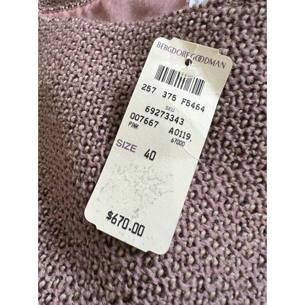 MOSCHINO PINK MAUVE WOOL KNIT TWEED FISHTAIL BACK PLEAT SKIRT SZ 6 NWT $670